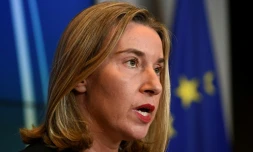 La cheffe de la diplomatie européenne, Federica Mogherini, le 16 octobre 2017 à Luxembourg