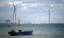 Des éoliennes installées au large de Tarante, dans les Pouilles, le 9 mars 2022