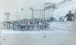 Dominique Pelicot (d) pendant son procès devant la Cour criminelle d'Avignon, le 2 septembre 2024