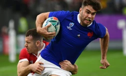 L'ailier français Damian Penaud face au Pays de Galles, lors de la Coupe du monde, le 20 octobre 2019 à Oita
