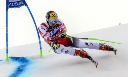 L'Autrichien Marcel Hirscher lors du slalom géant d'Adelboden (Suisse), le 10 janvier 2015
