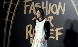 La créatrice britannique Alexa Chung à son arrivée au gala caritatif "Fashion For Relief" au deuxiÚme jour de la Fashion Week à Londres, le 14 septembre 2019