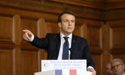Le président de la République Emmanuel Macron lors de l'audience solennelle de la Cour des Comptes le 22 janvier 2018