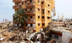 Un quartier de Derna, dans l'est de la Libye, dévasté par des inondations, le 11 septembre 2023