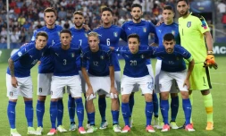 Les Espoirs italiens avant leur match contre l'Allemagne lors de l'Euro, le 24 juin 2017 à Cravovie