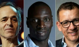 Montage de photos d'archives réalisé le 30 décembre 2018 montrant (de G à D) le chanteur Jean-Jacques Goldman (15 janvier 2014), l'acteur Omar Sy (18 avril 2016) et l'acteur et réalisateur Dany Boon (24 avril 2018)