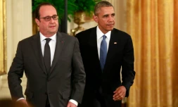 François Holland et Barack Obama lors d'une conférence de presse à la Maison Blanche, le 24 noivembre 2015 