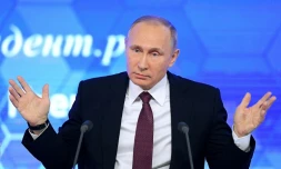 Vladimir Poutine lors d'une conférence de presse le 23 décembre 2016 à Moscou
