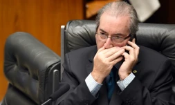 Le président du Congrès des députés Eduardo Cunha lors d'une session, le 16 avril 2016