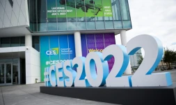 A l'entrée du salon annuel de l'électronique grand public (CES) de Las Vegas, le 3 janvier 2022