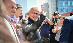 Le patron des semi-conducteurs Nvidia, Jensen Huang, le 17 juillet 2025 à Pékin 