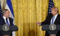 Le Premier ministre israélien Benjamin Netanyahu et le président américain Donald Trump, le 15 février 2017 à la Maison Blanche, Washington