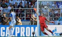 Le gardien de but de l'Islande Hannes Halldorsson contre l'Argentine au Mondial, le 16 juin 2018 à Moscou 
