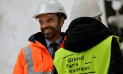Le Premier ministre Edouard Philippe lors d'(une visite sur un chantier du Grand Paris Ă  Champigny-sur-Marne, le 23 janvier 2018