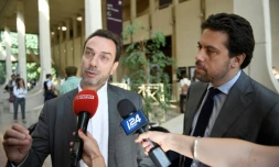 David-Olivier Kaminski (G) et Patrick Klugman, les avocats de Jonathan, le 26 juin 2018 au tribunal de Créteil