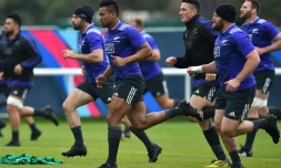 Les All Blacks à l'entraînement à Sunbury, à Londres, le 20 octobre 2015