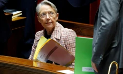 La Première ministre Elisabeth Borne le 20 décembre 223 à l'Assemblée nationale à Paris
