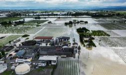 Vue aérienne des inondations à Lugo, dans la région d'Emilie-Romagne, le 18 mai 2023 dans le nord de l'Italie