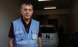 Philippe Lazzarini, patron de l'agence d'aide aux rĂ©fugiĂ©s palestiniens de l'ONU, le 1er novembre 2023 sur Le poste-frontiĂšre de Rafah, point de passage sĂ©parant l'Ăgypte et la bande de Gaza