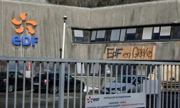 Grève à la centrale de Grand-Maison à Vaujany, dans l'Isère, le 22 janvier 2020