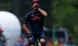 L'Italien Filippo Ganna (Ineos), vainqueur de la 5e étape du Giro, le 7 octobre 2020 à Camigliatello Silano