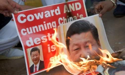 Manifestation contre le président chinois à Bangalore, le 17 juin 2020 aprÚs l'accorchage meurtrier qui a fait 20 morts parmi les soldats indiens