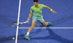 Le Serbe Novak Djokovic lors de la demi-finale du tournoi ATP de Dubaï le 3 mars 2023
