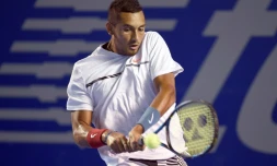 L'Australien Nick Kyrgios lors du match l'opposant au Serbe Novak Djokovic en quarts de finale le 2 mars 2017 à Acapulco