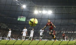 Hatem Ben Arfa transforme un penalty contre Reims, le 22 avril 2016 à l'Allianz Riviera