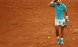 Rafael Nadal aprÚs sa défaite au premier tour de Roland-Garros contre Alexander Zverev, le 27 mai 2024 à Paris