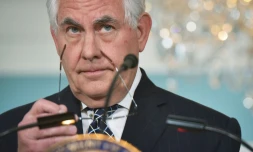 Le secrétaire d'Etat américain Rex Tillerson, lors d'une conférence de presse à Washington, le 19 avril 2017