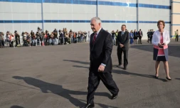 Le secrétaire d'Etat américain Rex Tillerson sur le tarmac de l'aéroport international de Mexico, le 22 février 2017