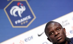 Le joueur de l'équipe de France N'Golo Kanté, rappelé par Didier Deschamps pour les matches de qualification au Mondial-2026, à Clairefontaine en novembre 2024
