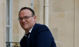 Le ministre des Solidarités, de l'Autonomie et des Personnes handicapées Damien Abad arrive à l'Elysée le 23 mai 2022 à Paris pour le premier conseil des ministres du nouveau gouvernement 