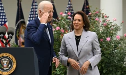 Le président américain Joe Biden (g) et la vice-présidente Kamala Harris (d) à la Maison-Blanche à Washington, le 22 septembre 2023