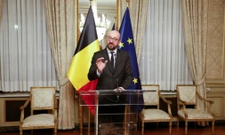 Le Premier ministre belge Charles Michel donne une conférence de presse le 8 décembre 2018 à Bruxelles à l'issue d'un conseil des ministres