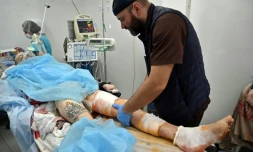 Un soldat ukrainien blessé, soigné dans un hÎpital de Kiev, le 4 mars 2022