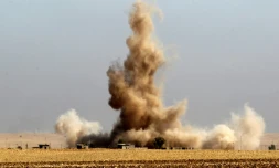 Un bombardement près du village de Tall al-Tibah au sud de Mossoul, le 21 octobre 2016