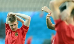 Le milieu belge Kevin De Bruyne à l'entraînement le 26 juin 2021 à Séville