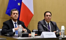 Le président de la commission d'enquête parlementaire sur les attentats en France, Goerges Fenech, et le rapporteur de la commission, le 20 juin 2016 à l'Assemlée nationale à Paris