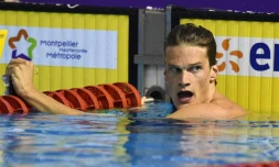 Yannick Agnel après la finale sur 200 m libre, le 30 mars 2016 à Montpellier
