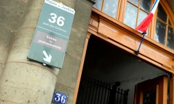 L'entrée du siège de la PJ, 36 quai des Orfèvres, le 6 août 2014 à Paris