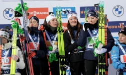 Les relayeuses françaises, victorieuses à Ostersund (Suède), le 29 novembre 2025