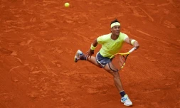 L'Espagnol Rafael Nadal lors de la finale de Roland Garros 2019 contre l'Autrichien Dominic Thiem le 9 juin 2019 Ă Paris