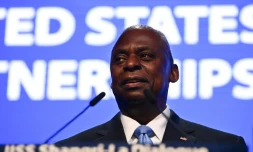 Le secrétaire américain de la Défense Lloyd Austin lors du Dialogue Shangri-La, le 1er juin 2024 à Singapour