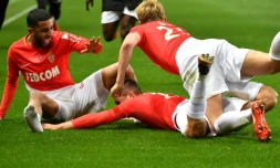 La joie des Monégasques, vainqueurs de Troyes, le 9 décembre 2017 au stade Louis-II