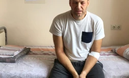 L'opposant russe Alexei Navalny sur un lit d'hĂŽpital Ă Moscou (photo transmise par le site officiel d'Alexei Navalny le 29 juillet 2019)