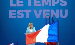 Marine Le Pen, présidente du Rassemblement National (RN), à l'université d'été du RN, le 12 septembre 2021 à Fréjus