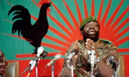 Jonas Savimbi le 11 décembre 1985 à Jamba, dans le sud de l'Angola