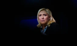 La candidate du RN à la présidentielle Marine Le Pen lors d'un meeting à Vallauris, dans le sud de la France, le 11 février 2022